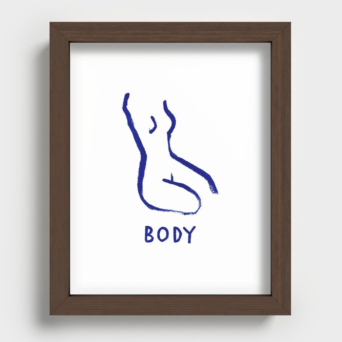 Blue Line Art - Body Recessed Framed Print