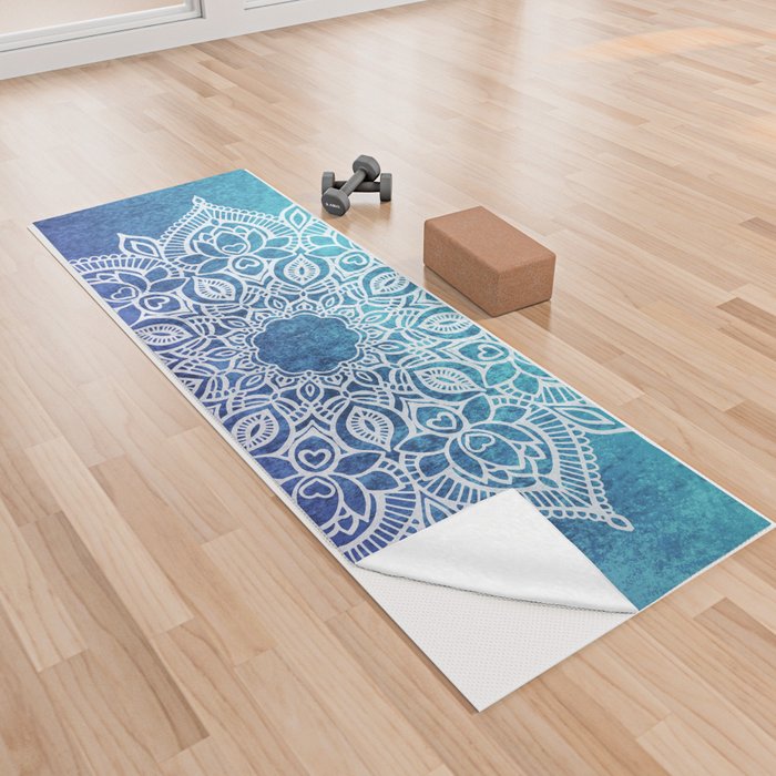 The infinite lotus mandala - blues Yoga Towel