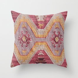 Tribal Design Kilim In Berry Throw Pillow