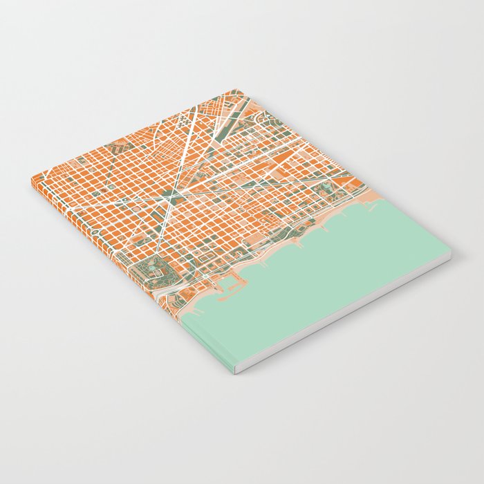 Barcelona city map orange Notebook