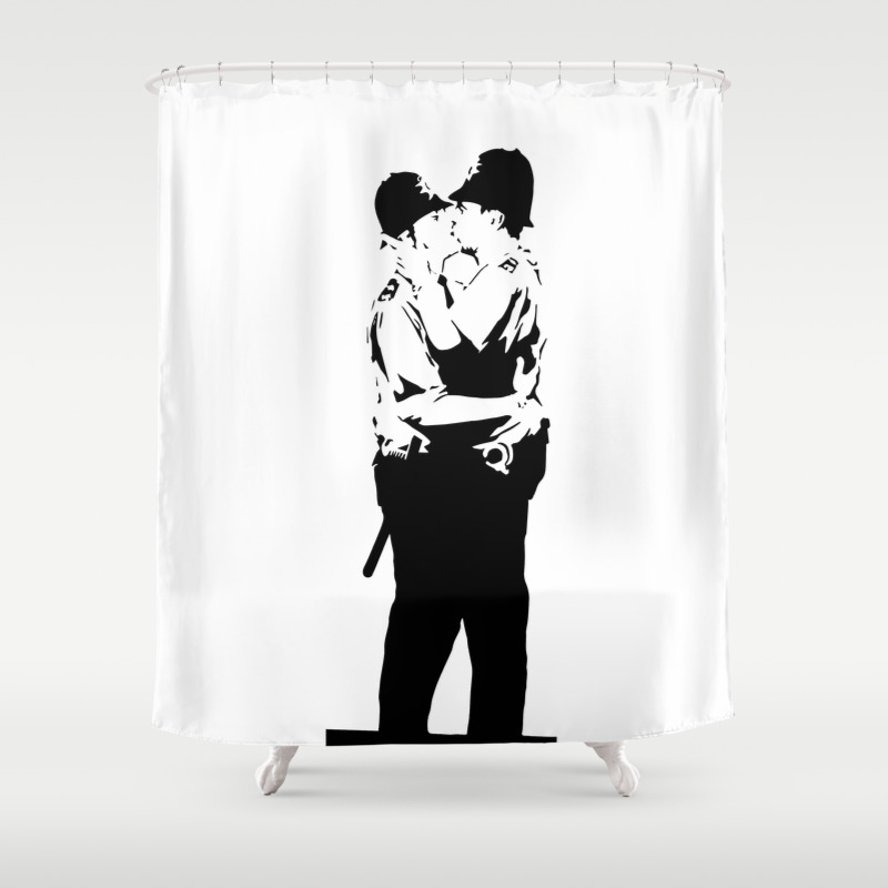 Banksy Policemen Kissing Shower Curtain, Banksy Shower Curtain