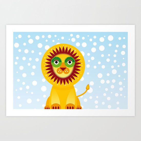 Funny lion Art Print