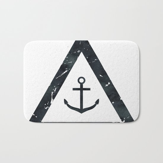 Vintage Anchor Black and White Bath Mat