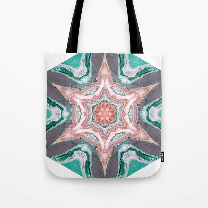 Beautiful Teal Kaleidoscope Design Abstract Art Digital Art Tote Bag By Colorflowcreations