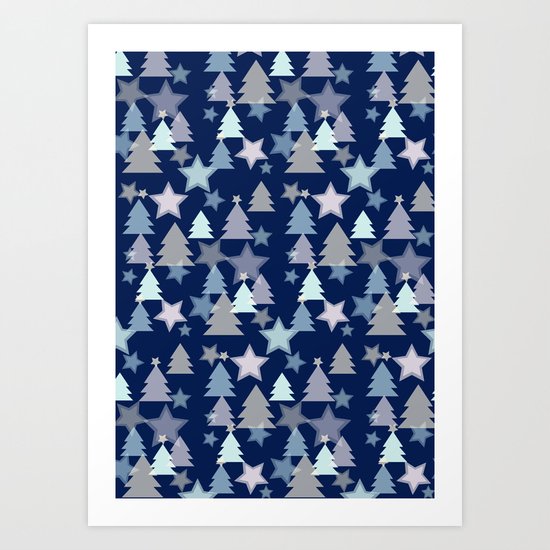Christmas Landscape blue Art Print