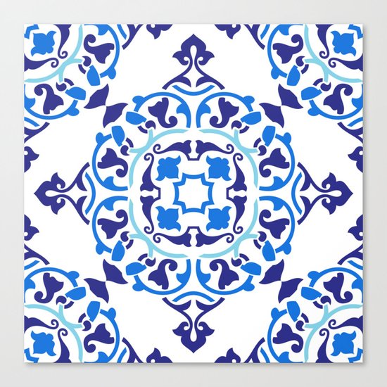 Cobalt blue boho pattern Canvas Print