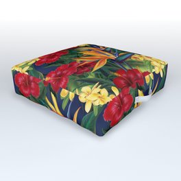 Tropical Paradise Hawaiian Floral Illustration Outdoor Floor Cushion
