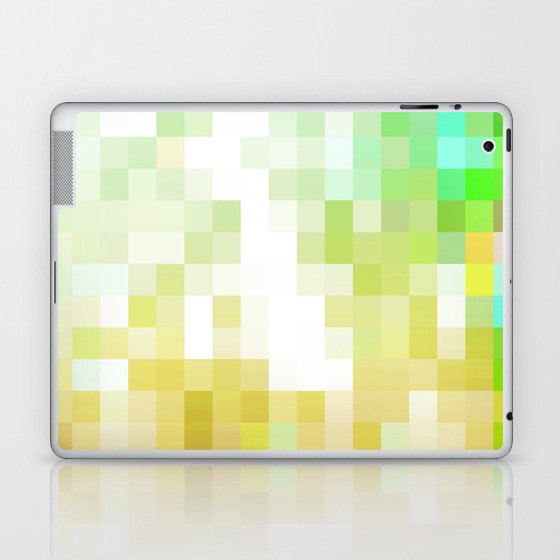 geometric pixel square pattern abstract background in green yellow brown Laptop & iPad Skin