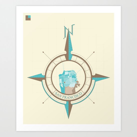 Compass Map Series: San Francisco Art Print