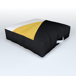 Abstract geometric modern minimalist collage of black, white, gold texture colorblock Outdoor Floor Cushion