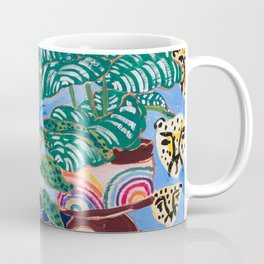 Cheetah and Lion House Plant Still Life Painting with Rainbow Coffee Mug