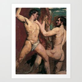 Two Male Mudes, One kneeling with staff by William Etty Art Print | Hot Men Ass, Men, Painting, Tall Hot Men, Torso, Hunk, Mens, Model, Hot Men Big Cock, Shirtless Hot Men 