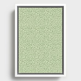 Retro Memphis Style Pattern in Sage Green and Cream Framed Canvas