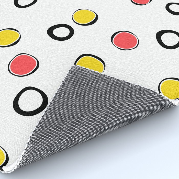 Red Yellow Black White Polka Dot Rug By Fuzzyfox85