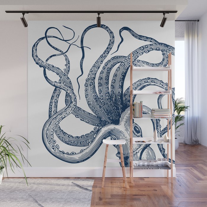 Octopus Navy Wall Mural