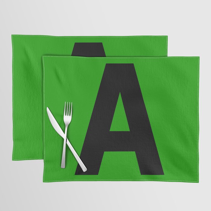 Letter A (Black & Green) Placemat
