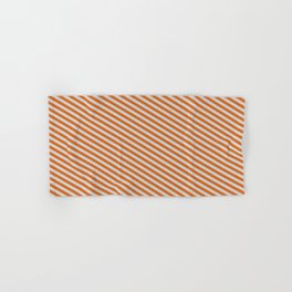 [ Thumbnail: Chocolate and Light Gray Colored Lines Pattern Hand & Bath Towel ]