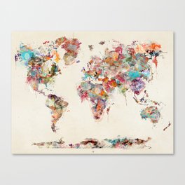 world map watercolor deux Canvas Print