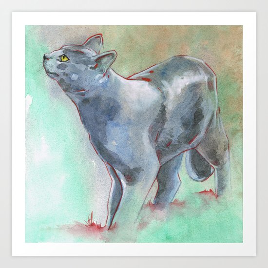 Gray Cat Art Print