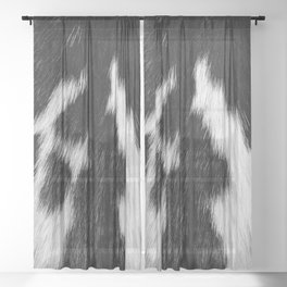 Faux Cowhide, Black and White Wild Ranch Animal Hide Print Sheer Curtain