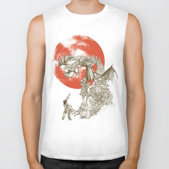 Junkyard Dragon (monochrome version) Biker Tank