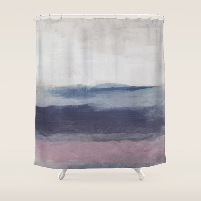 Plum Purple Navy Lavender Blue Abstract Painting Wall Art Prints Plum Purple Navy Lavender Blue Abstract Painting Wall Art Prints Ocean Waves Horizon Modern Shower Curtain