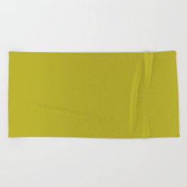 Dark Green-Yellow Solid Color Pantone Citronelle 15-0548 TCX Shades of Yellow Hues Beach Towel