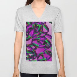 Cool rings in a funky design - fuchsia, abstract V Neck T Shirt