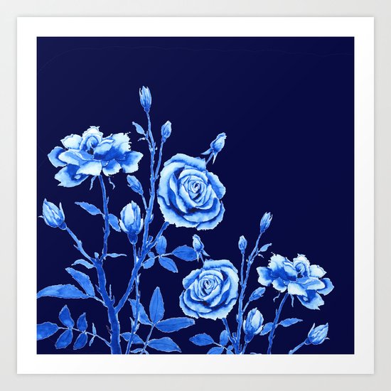 blue rose Art Print