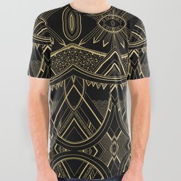 Art Deco Design in Gold and Black All Over Graphic Tee