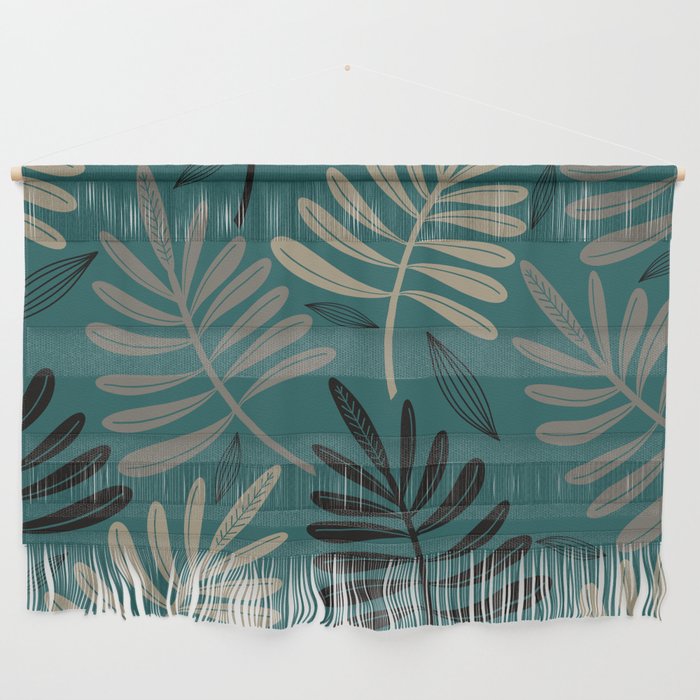 Falling Leaves in Teal Wall Hanging