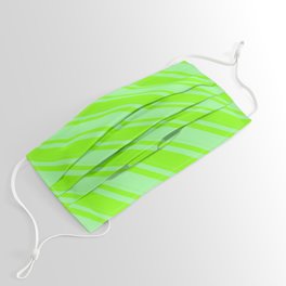 [ Thumbnail: Chartreuse and Green Colored Lines/Stripes Pattern Face Mask ]