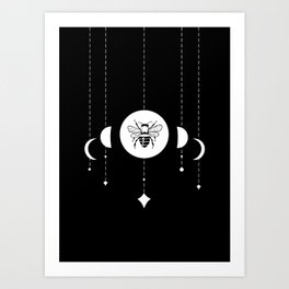 Bee & Moon Phases Art Print