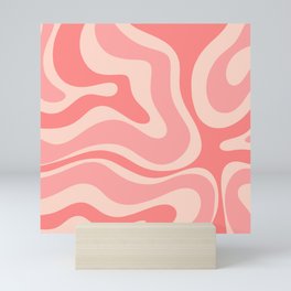 Blush Pink Modern Retro Liquid Swirl Abstract Pattern Square Mini Art Print