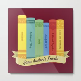 Jane Austen's Novels IV Metal Print | Janeausten, Literature, English, Novels, Illustration, Prideandprejudice, Graphicdesign, Classic, British, Romance 