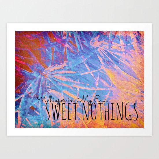 SWEET NOTHINGS - Beautiful Abstract Midnight Romantic Valentine Florals, Eggplant Pink Modern Art Print