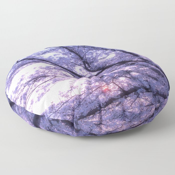 Periwinkle Lavender Flower Tree Floor Pillow