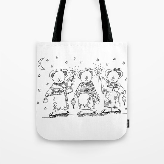 Japanese Summer Festival Bears Tote Bag