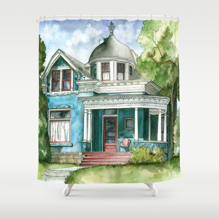 The House with Red Trim Shower Curtain