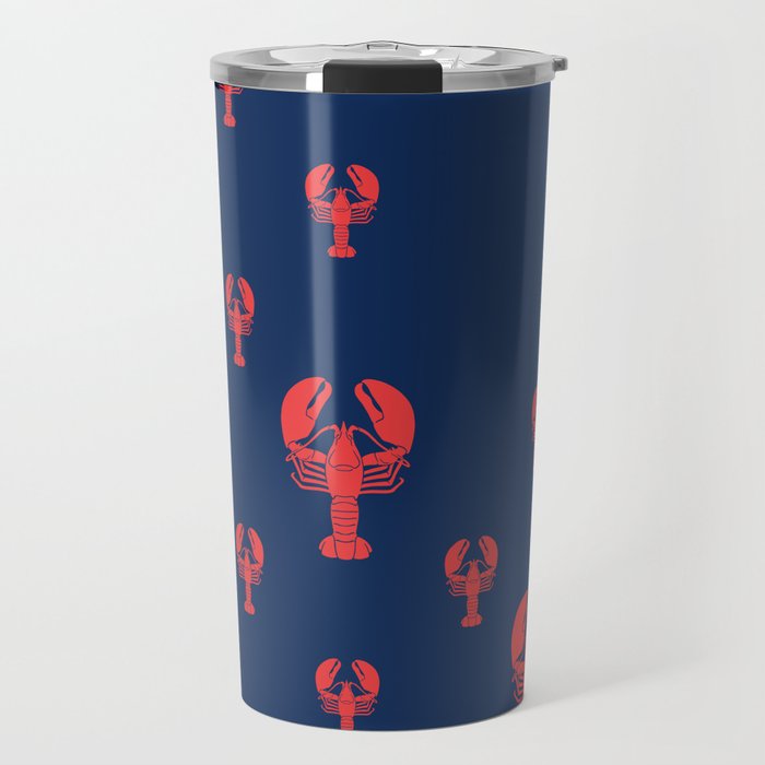 Lobster Squadron on navy background. Travel Mug