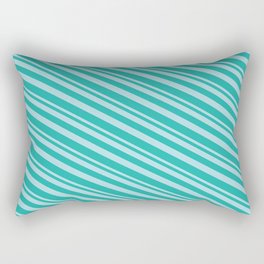 [ Thumbnail: Powder Blue and Light Sea Green Colored Striped/Lined Pattern Rectangular Pillow ]