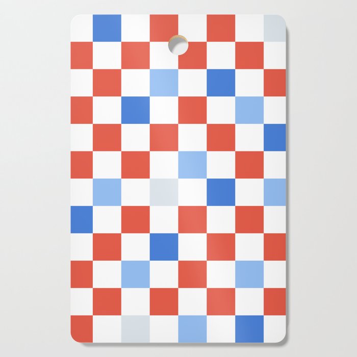 Summer Checkered (Red / White / Blue) Cutting Board