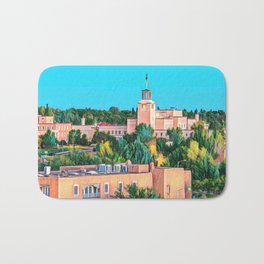 Santa Fe Skyline Bath Mat | Traditional, Painting, Streets, Mexico, Scenery, City, Landmarks, Santafe, Cityscape, Spanish 