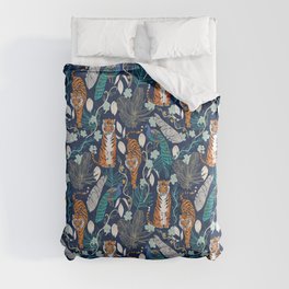 Tiger Toile on Navy Comforter