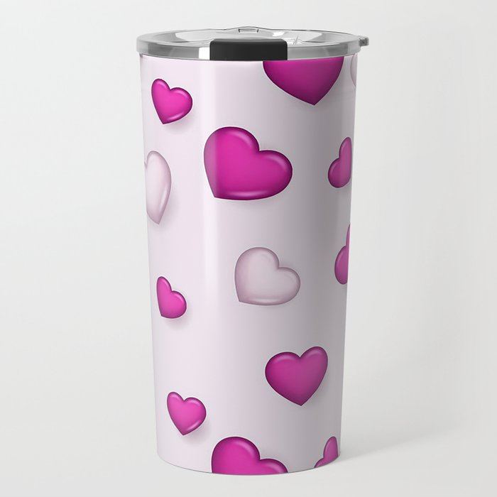 Pink White Valentines Love Heart Collection Travel Mug