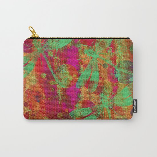 A Dragonflies and Dots W Carry-All Pouch
