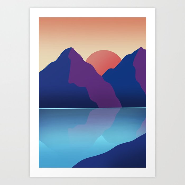 Sunset mountain range  Art Print
