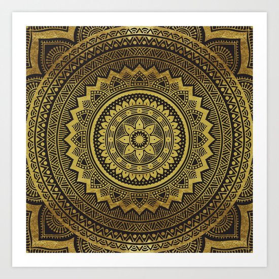 Black and Gold Mandala Art Print