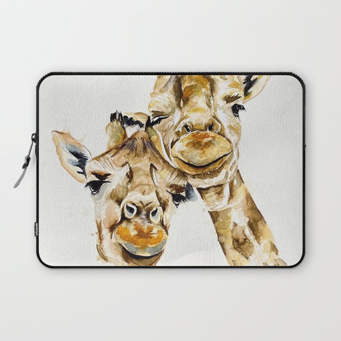 Selfie Giraffes Watercolor  Laptop Sleeve