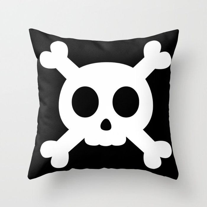 Black Pirate Flag Skull Throw Pillow